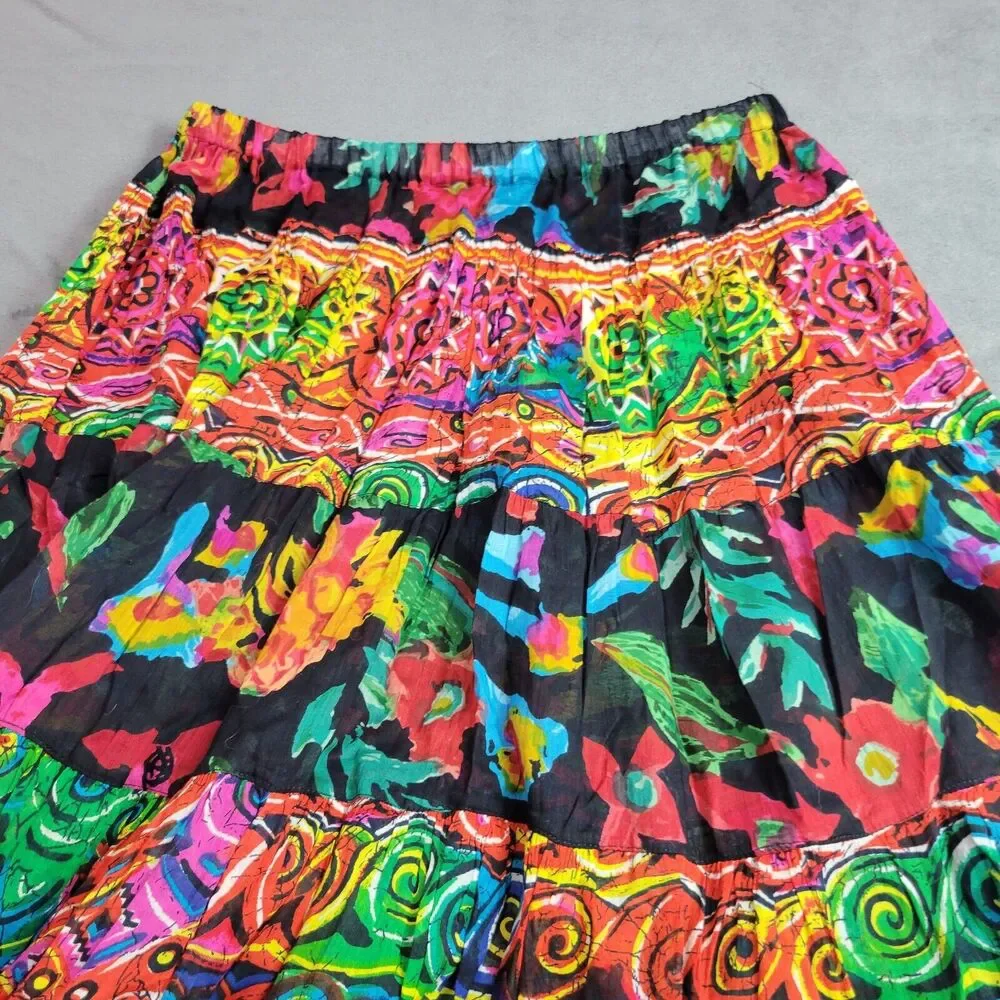 No Tags Women Large A Line Skirt Black Long Maxi Floral Modest Comfort Lined Top